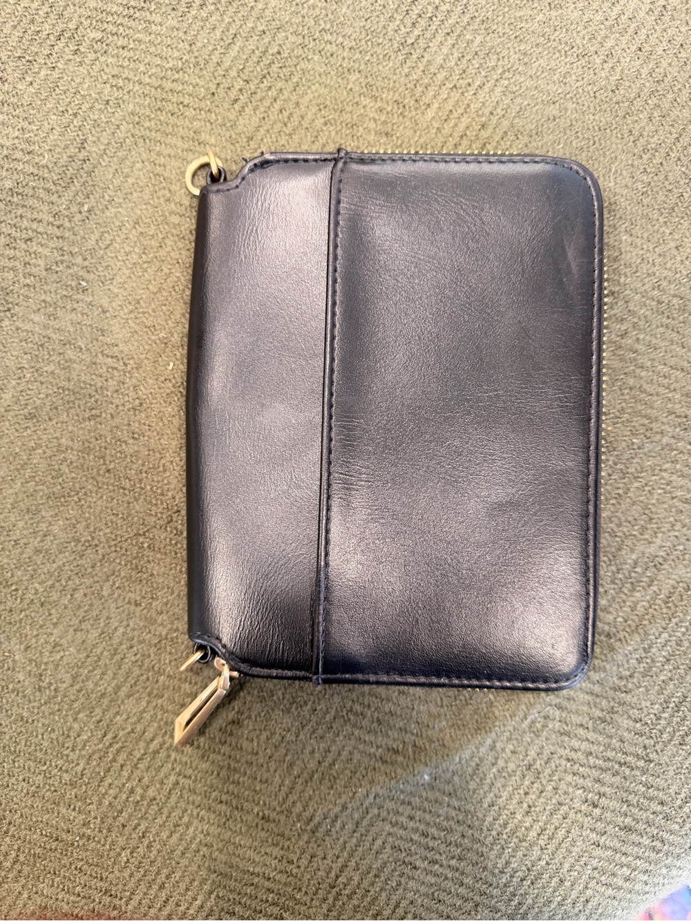 Leather Zip-Around Wallet in Black
